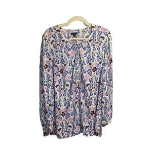 Talbots Tunic‎ Women’s 1X Plus Floral Print Button Front Rayon Boho Colorful